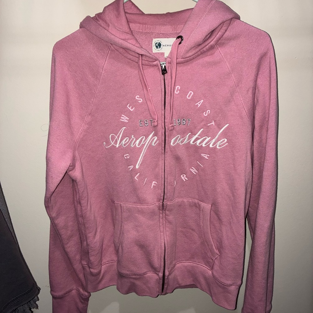 Aeropostale Pink Full-Zip Hooded Sweatshirt